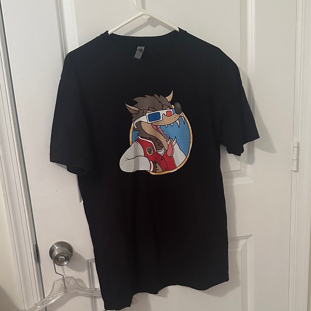 Next Level Apparel Black Tee with Cartoon Graphic